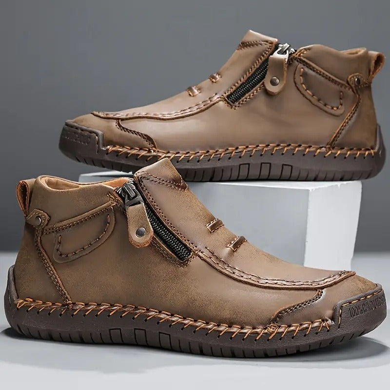 Chaussures ergonomiques pour homme avec fermeture éclair latérale et soutien orthopédique