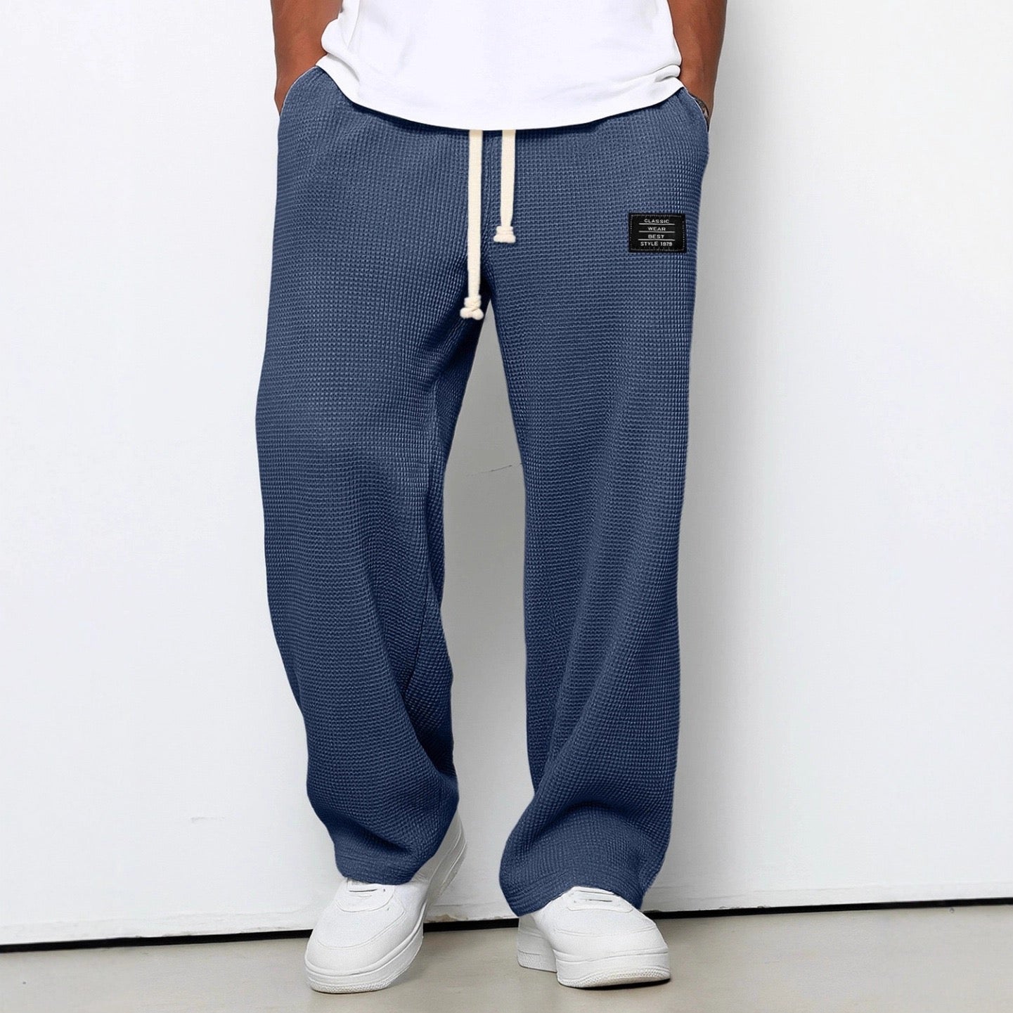 Pantalon décontracté pour homme à coupe ample avec ceinture à cordon réglable