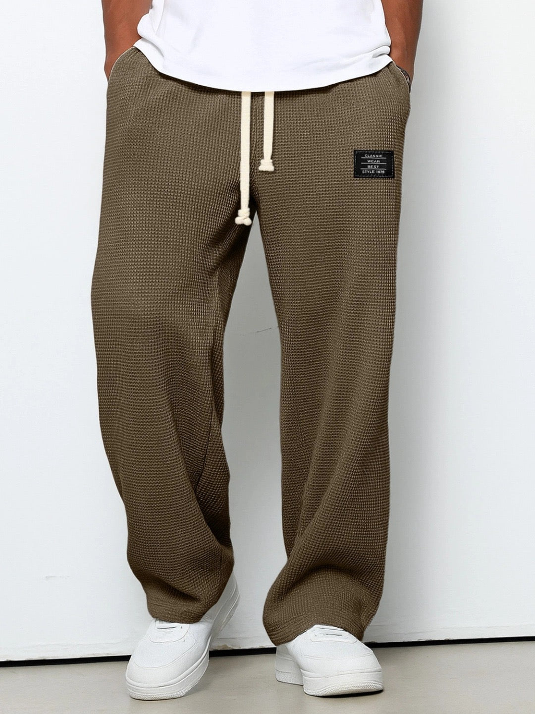 Pantalon décontracté pour homme à coupe ample avec ceinture à cordon réglable