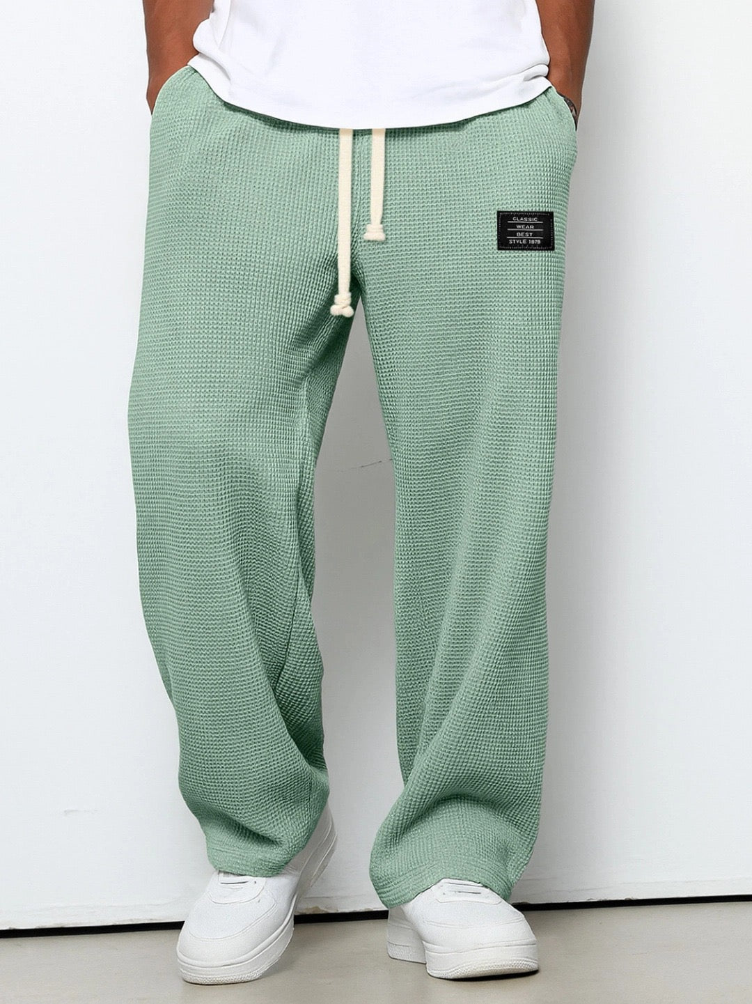 Pantalon décontracté pour homme à coupe ample avec ceinture à cordon réglable