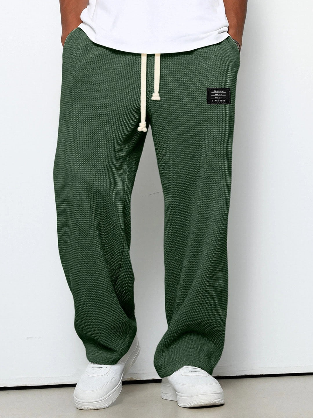 Pantalon décontracté pour homme à coupe ample avec ceinture à cordon réglable
