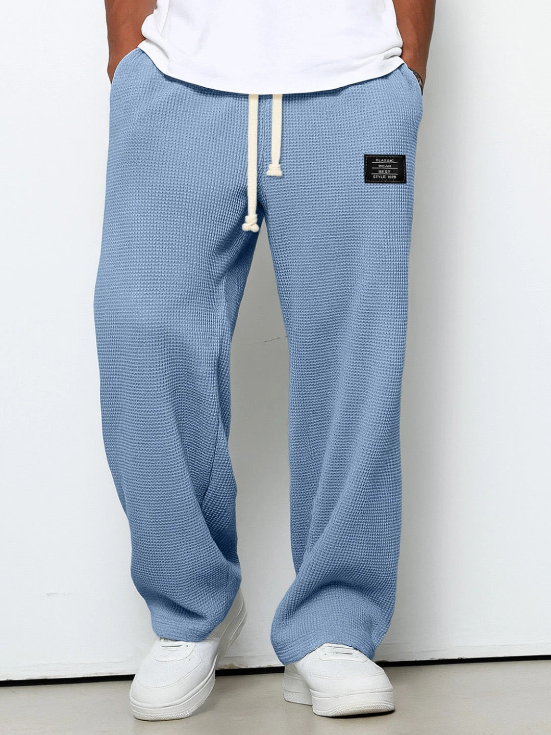 Pantalon décontracté pour homme à coupe ample avec ceinture à cordon réglable
