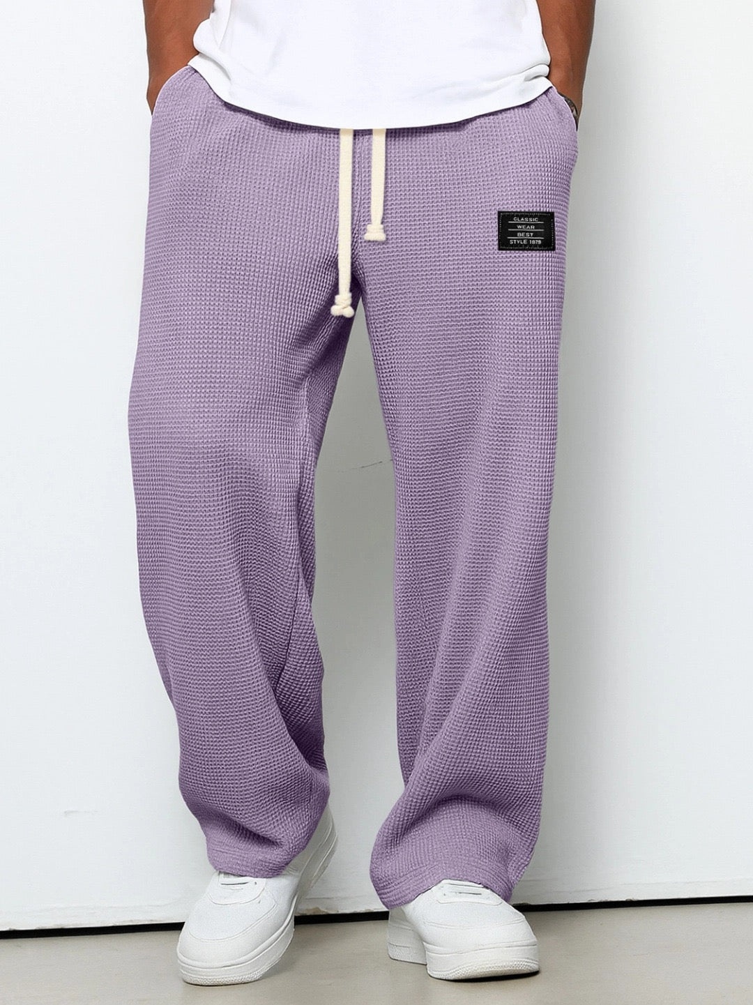 Pantalon décontracté pour homme à coupe ample avec ceinture à cordon réglable