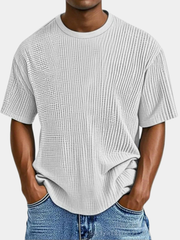 T-shirt homme en maille gaufrée à encolure ronde et coupe décontractée
