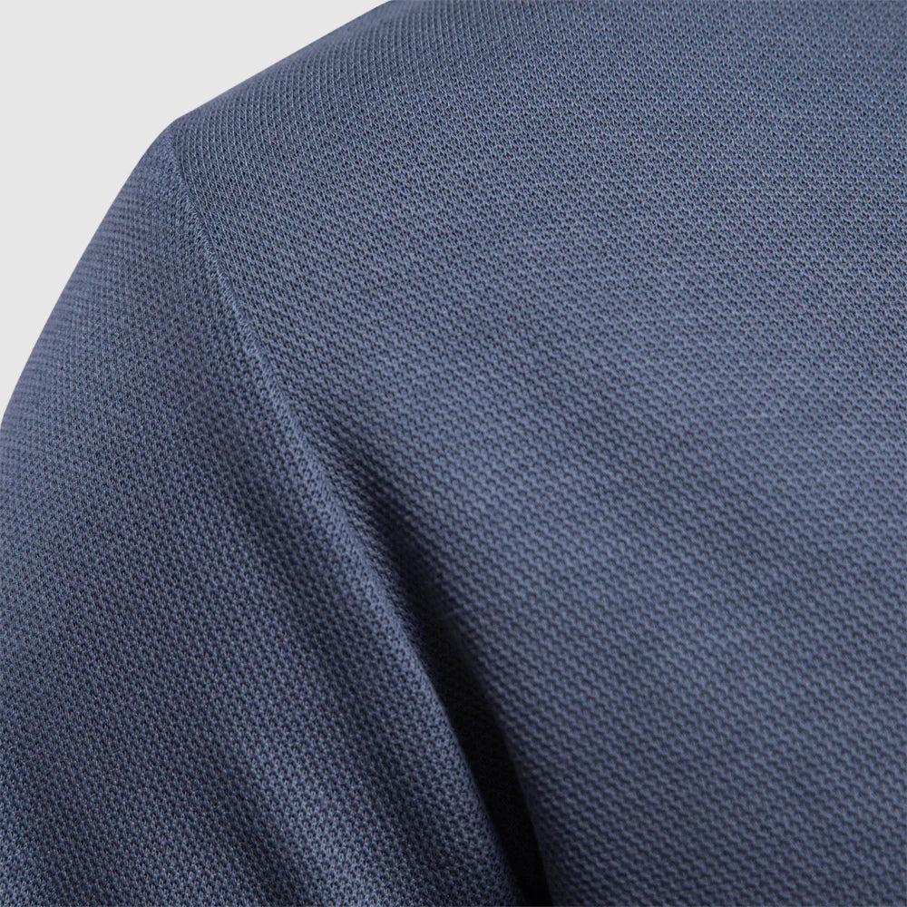 Polo à manches longues pour homme en coton mélangé, coupe ajustée