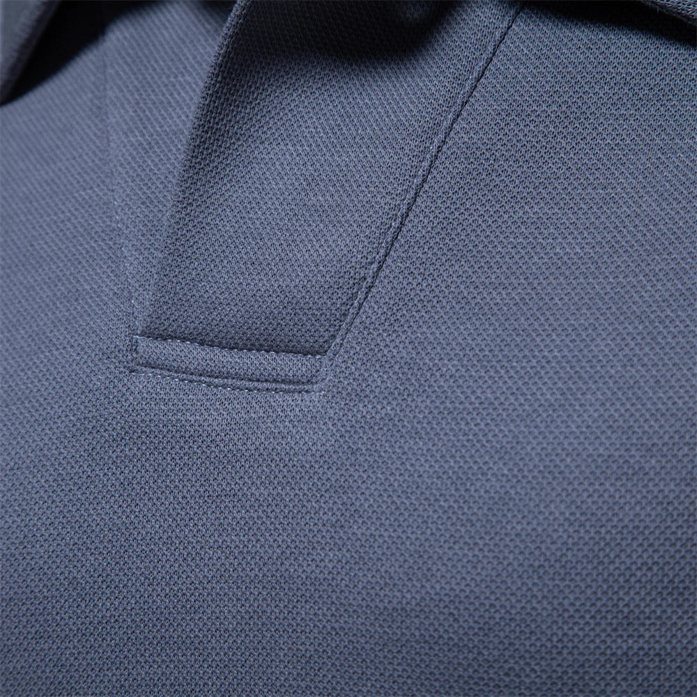 Polo à manches longues pour homme en coton mélangé, coupe ajustée