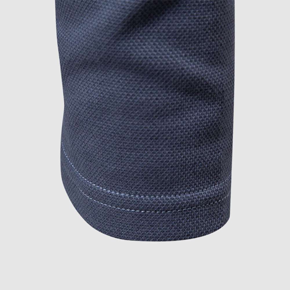 Polo à manches longues pour homme en coton mélangé, coupe ajustée