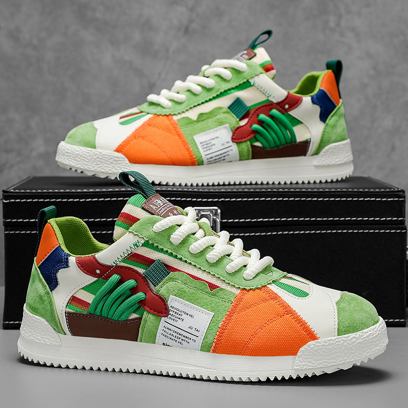 Baskets rétro pour homme aux couleurs vives, style urbain décontracté