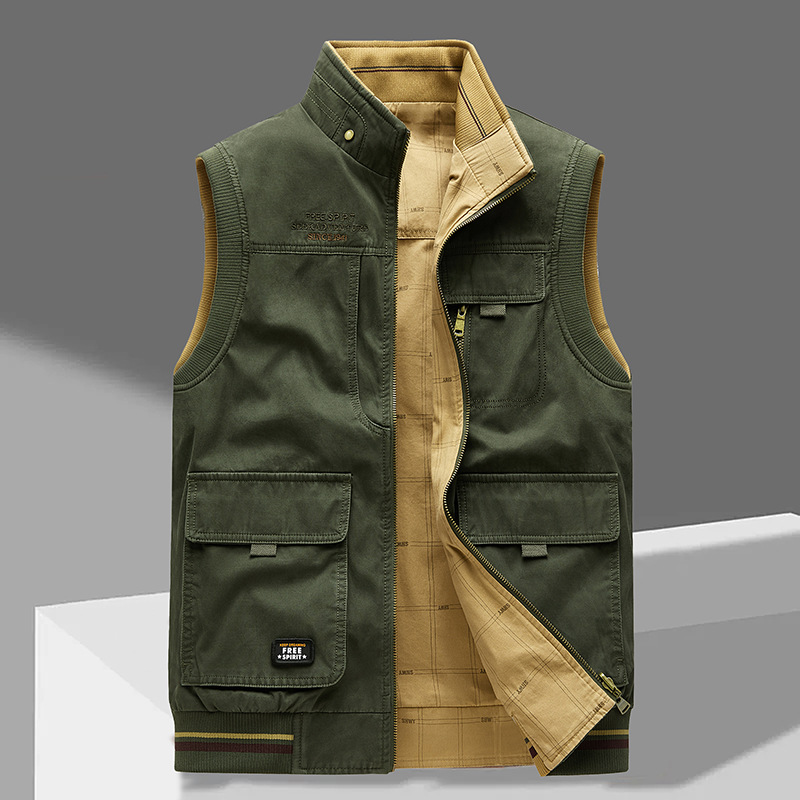 Gilet en coton pour homme aux épaules sculptées et bords côtelés contrastés