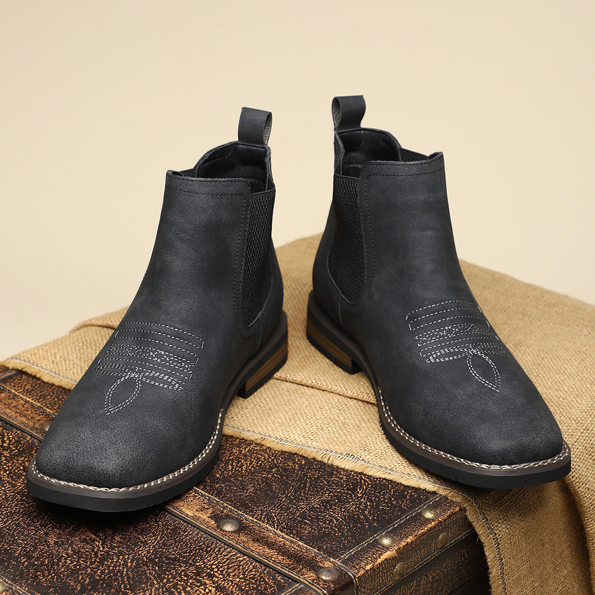 Bottes en cuir pour homme à inserts élastiques latéraux, style italien