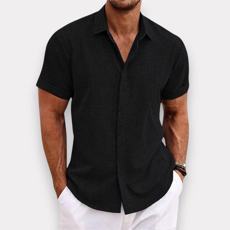 Chemise à manches courtes pour homme avec col ouvert et coupe détendue