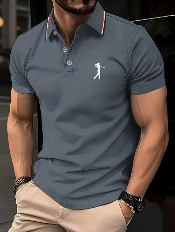 Chemise d'été imprimée pour homme à col classique et fermeture à boutons