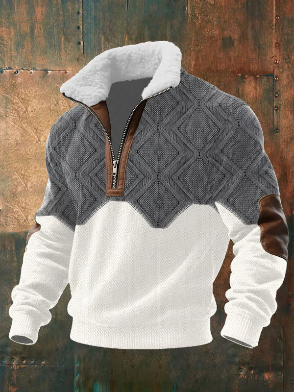 Pull à col haut en polaire pour homme, coupe épurée et col doublé