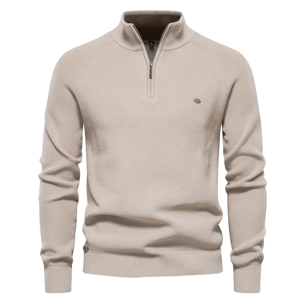 Pull automnal pour homme en mélange de coton au design intemporel