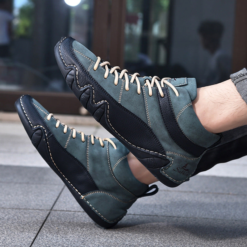 Chaussures classiques en cuir pleine fleur pour homme, finition lisse et semelle en caoutchouc
