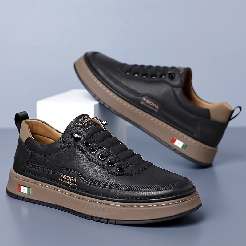 Sneakers en cuir texturé pour homme à silhouette élégante et semelle amortissante