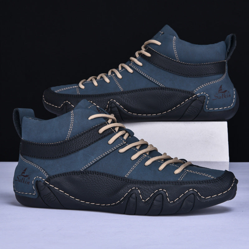 Chaussures classiques en cuir pleine fleur pour homme, finition lisse et semelle en caoutchouc