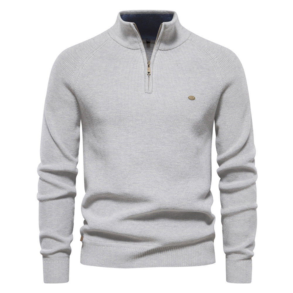 Pull automnal pour homme en mélange de coton au design intemporel
