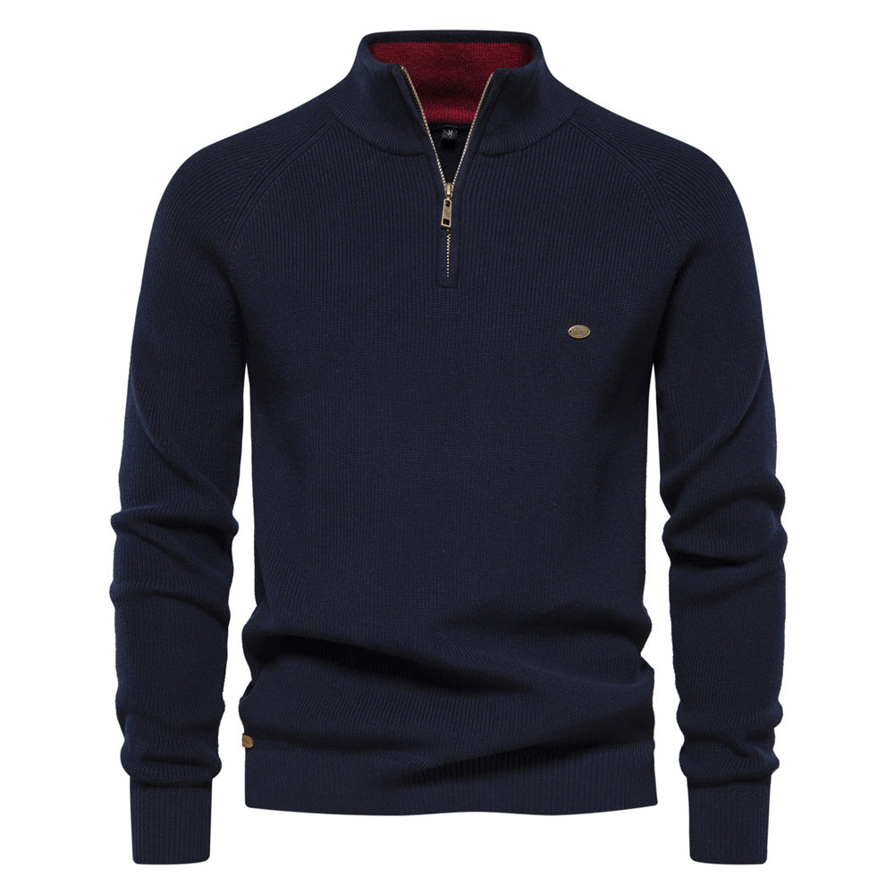 Pull automnal pour homme en mélange de coton au design intemporel