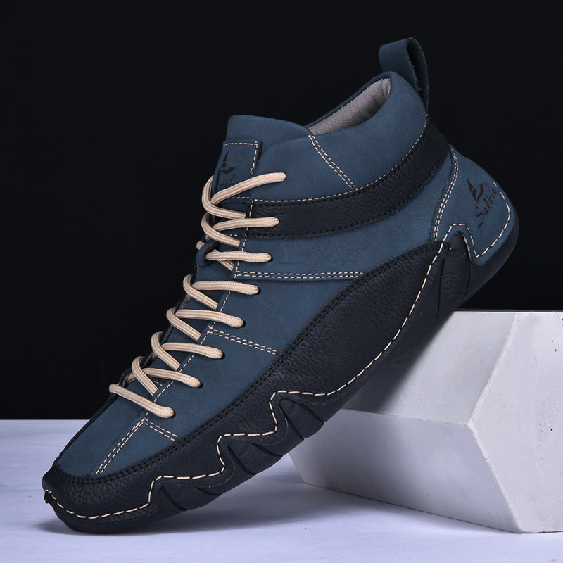 Chaussures classiques en cuir pleine fleur pour homme, finition lisse et semelle en caoutchouc