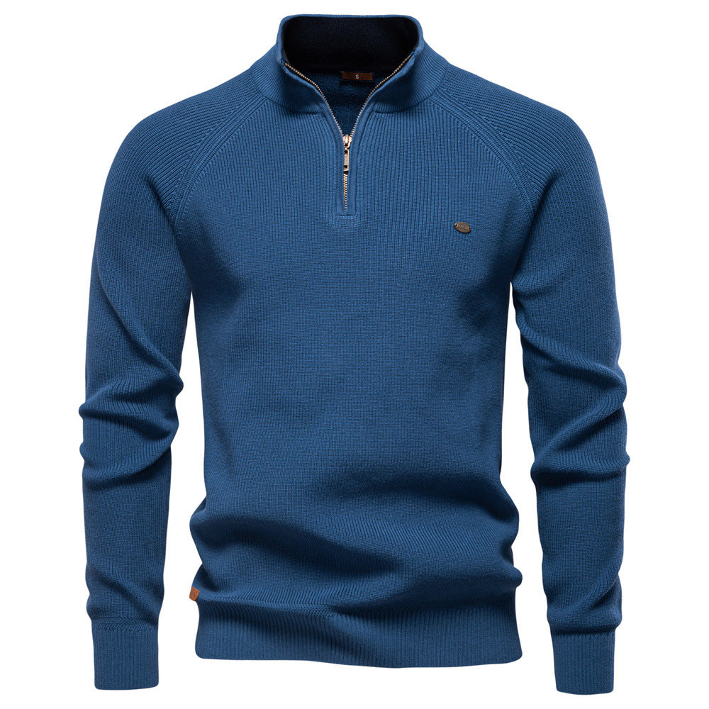Pull automnal pour homme en mélange de coton au design intemporel