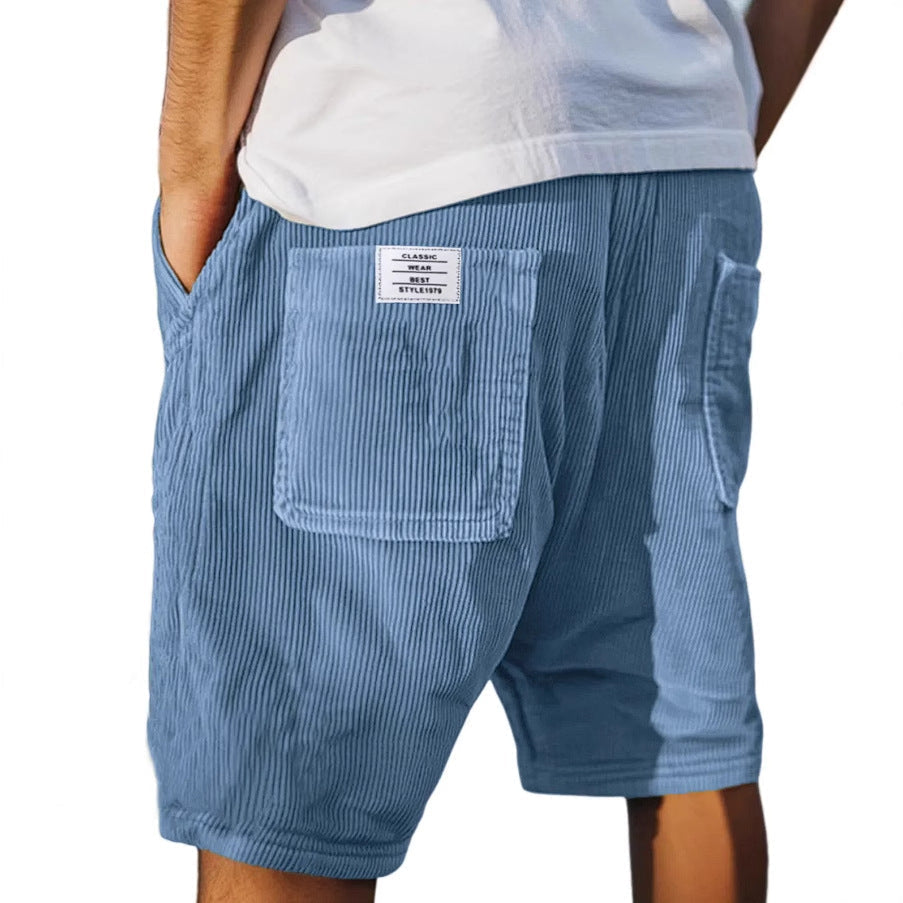 Short en velours côtelé pour homme à coupe décontractée avec taille élastique