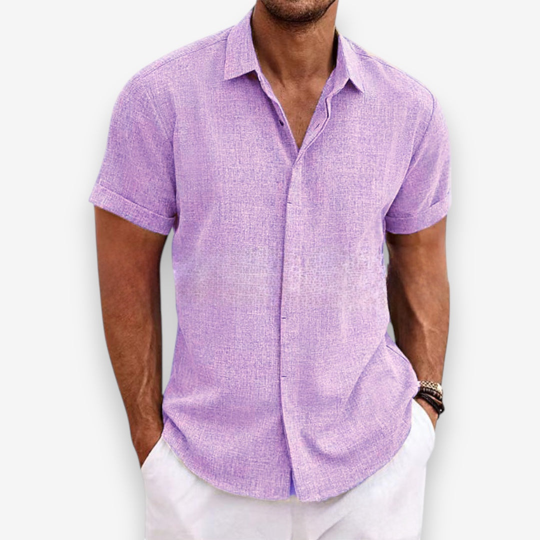 Chemise à manches courtes pour homme avec col ouvert et coupe détendue