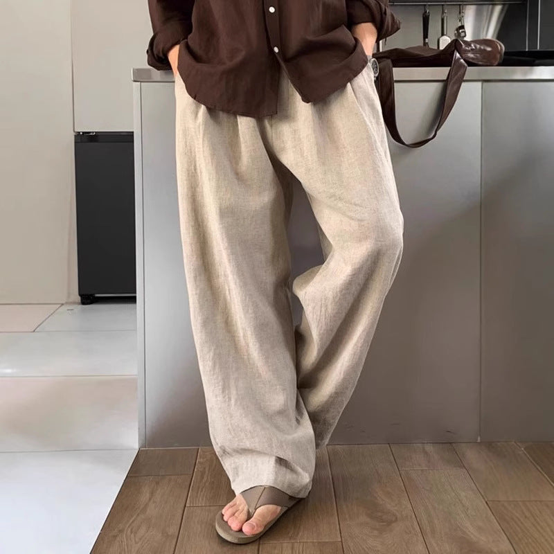 Pantalon en lin à jambes larges pour homme, coupe ample et fluide