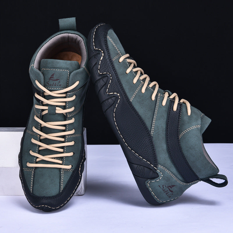 Chaussures classiques en cuir pleine fleur pour homme, finition lisse et semelle en caoutchouc
