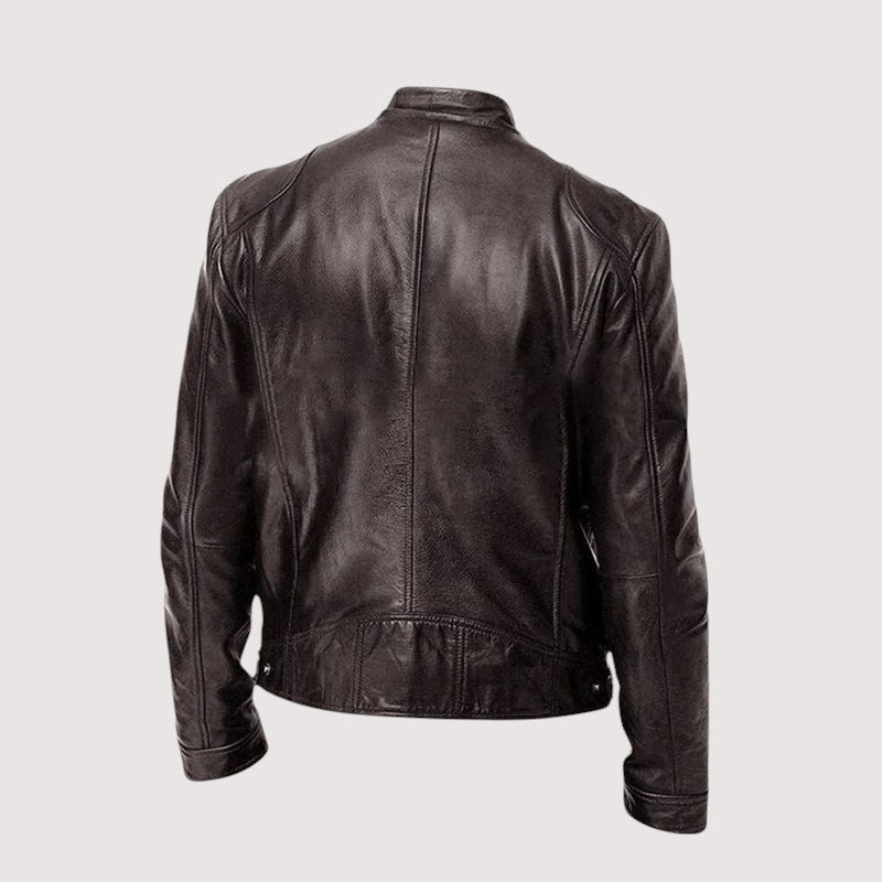 Veste en cuir véritable pour homme à coupe ajustée, portée en look décontracté