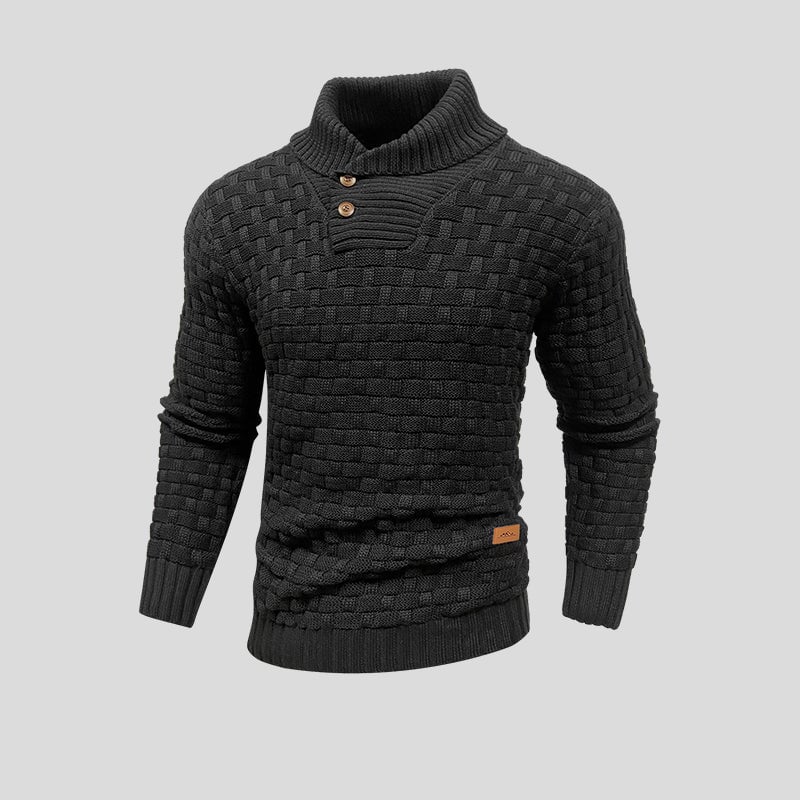 Pull homme à col montant en coton et bambou, coupe ajustée et lignes épurées