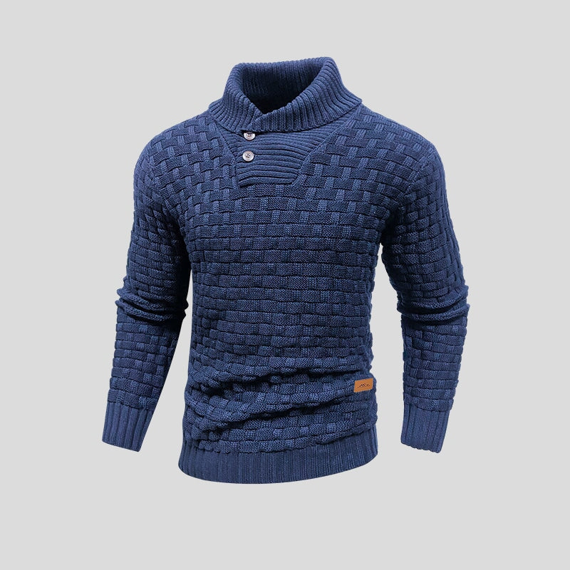 Pull homme à col montant en coton et bambou, coupe ajustée et lignes épurées