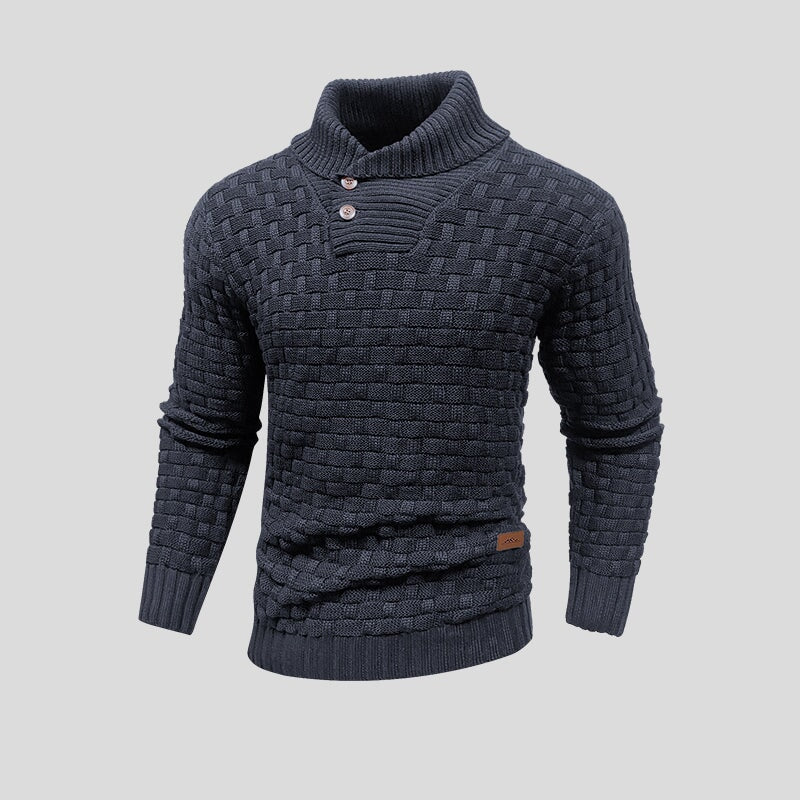 Pull homme à col montant en coton et bambou, coupe ajustée et lignes épurées