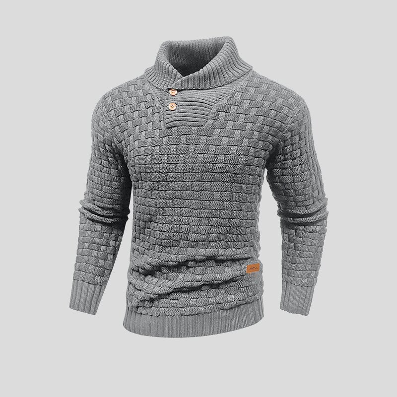 Pull homme à col montant en coton et bambou, coupe ajustée et lignes épurées