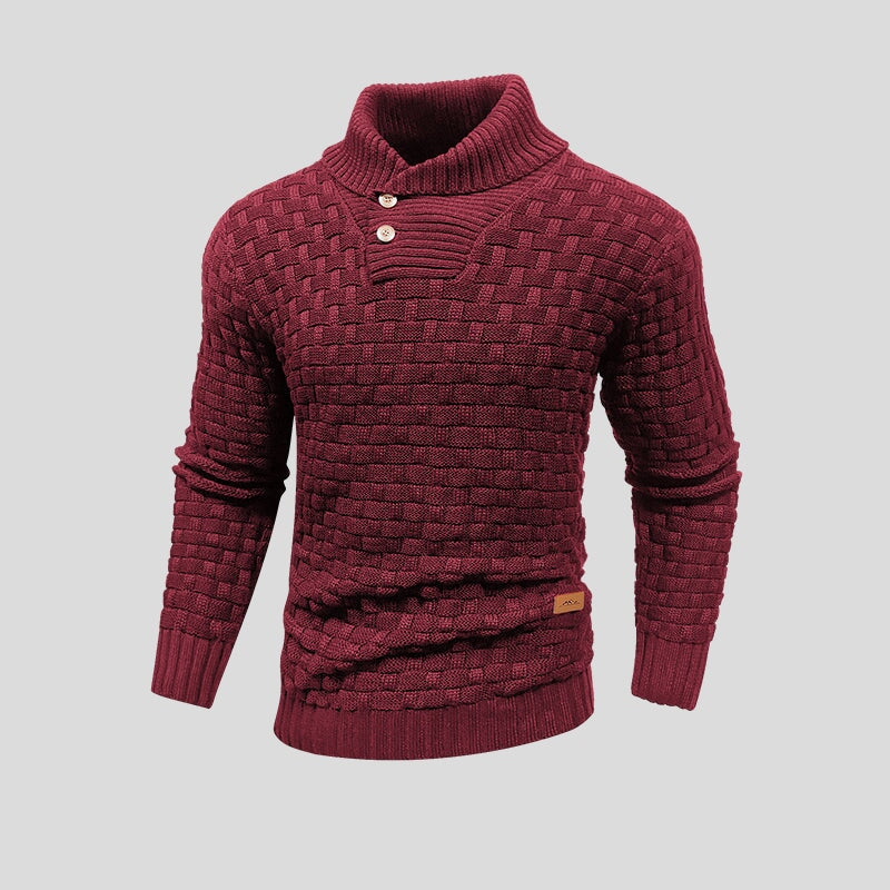 Pull homme à col montant en coton et bambou, coupe ajustée et lignes épurées