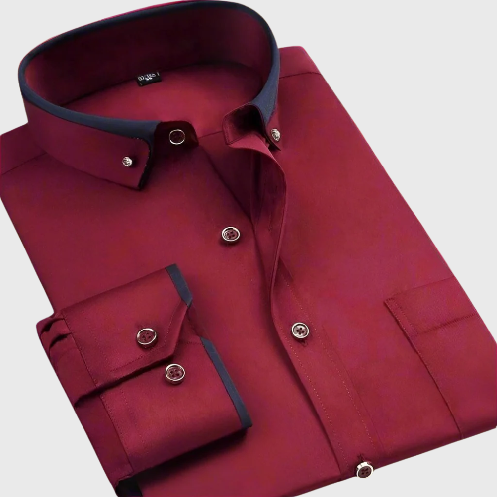 Chemise classique à manches longues pour homme avec col net et fermeture boutonnée
