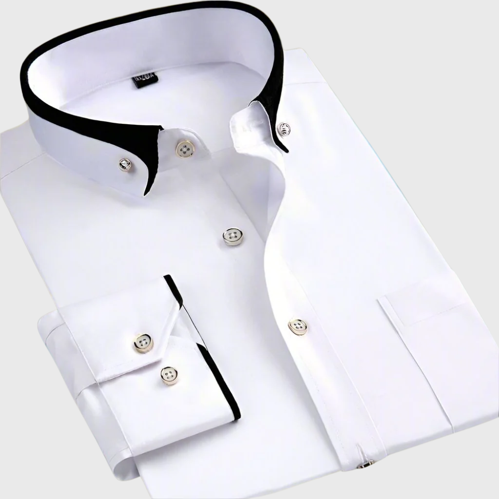 Chemise classique à manches longues pour homme avec col net et fermeture boutonnée