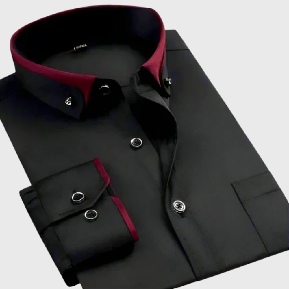 Chemise classique à manches longues pour homme avec col net et fermeture boutonnée