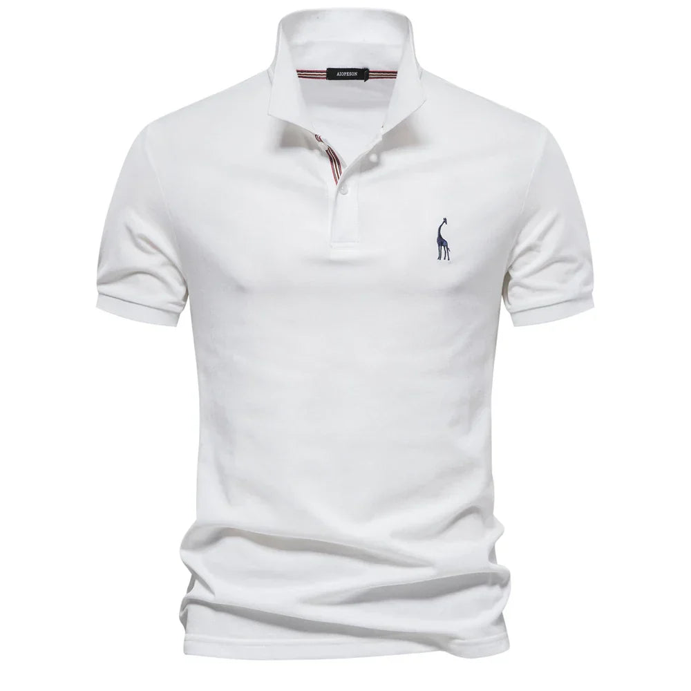 Polo d'été pour homme à manches courtes et col boutonné en coton