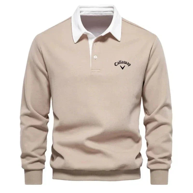 Polo homme en maille de coton avec col contrasté et poignets côtelés