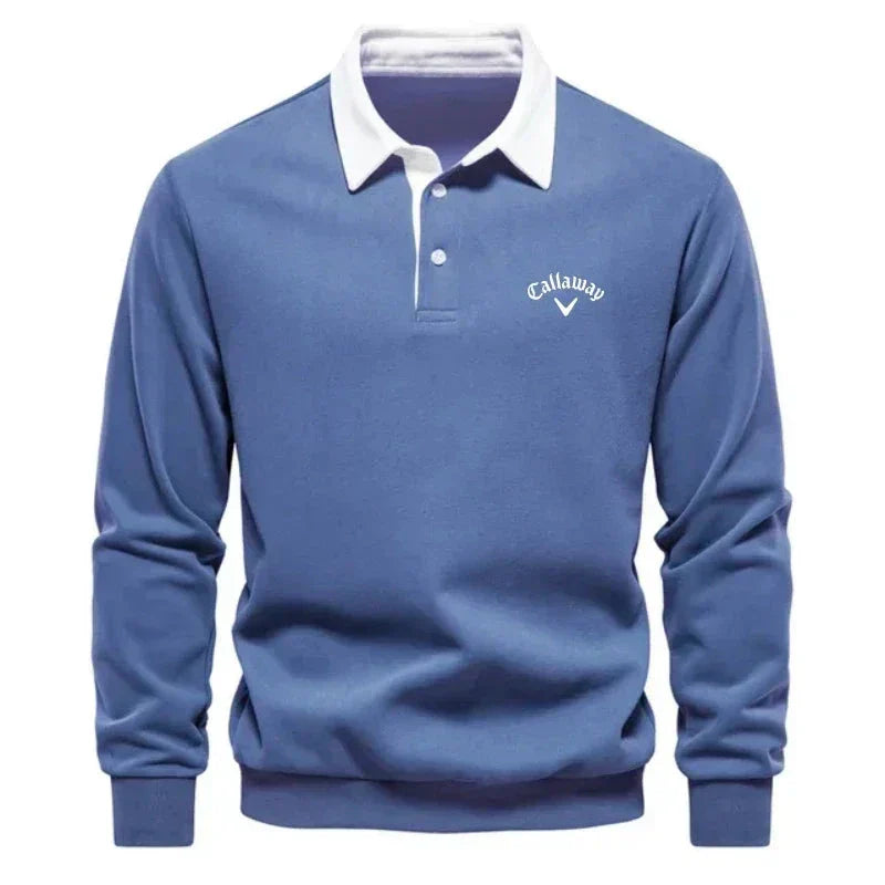 Polo homme en maille de coton avec col contrasté et poignets côtelés