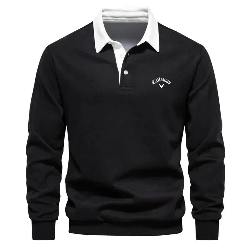 Polo homme en maille de coton avec col contrasté et poignets côtelés