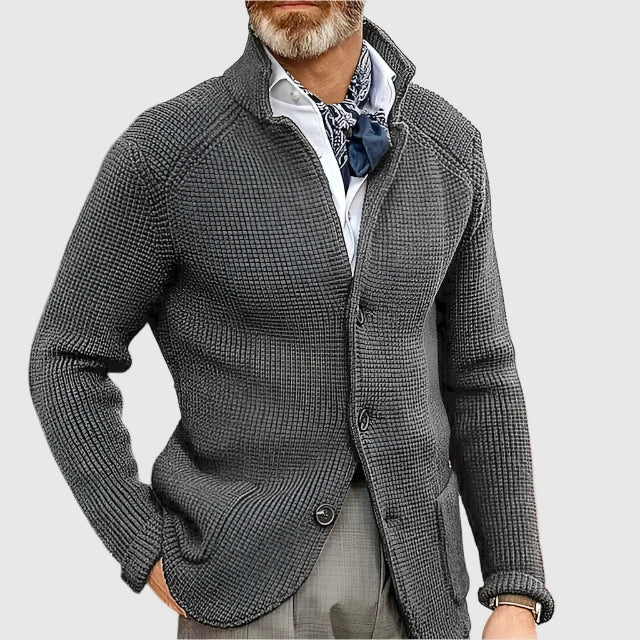 Cardigan en maille boutonné pour homme à coupe ajustée, style intemporel