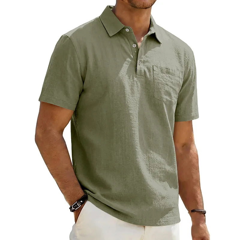 Polo pour homme à col classique avec poche poitrine et coupe décontractée