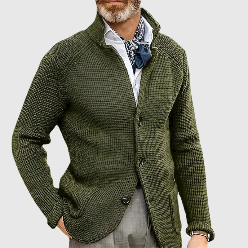 Cardigan en maille boutonné pour homme à coupe ajustée, style intemporel