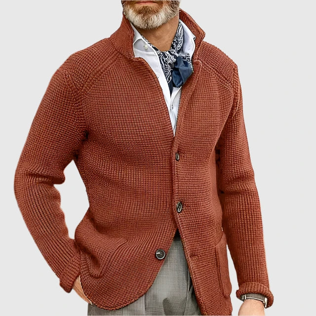 Cardigan en maille boutonné pour homme à coupe ajustée, style intemporel