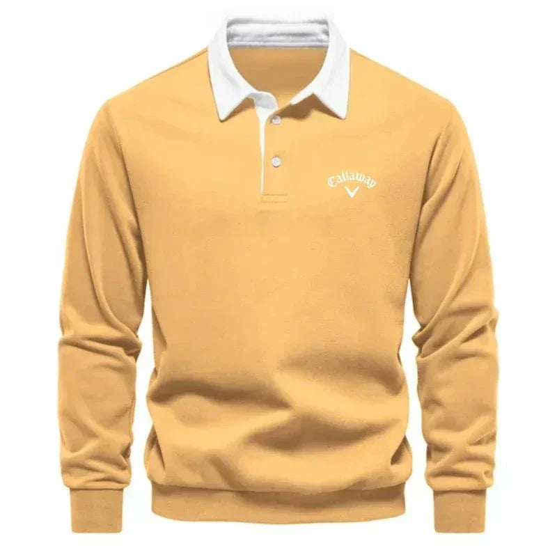 Polo homme en maille de coton avec col contrasté et poignets côtelés