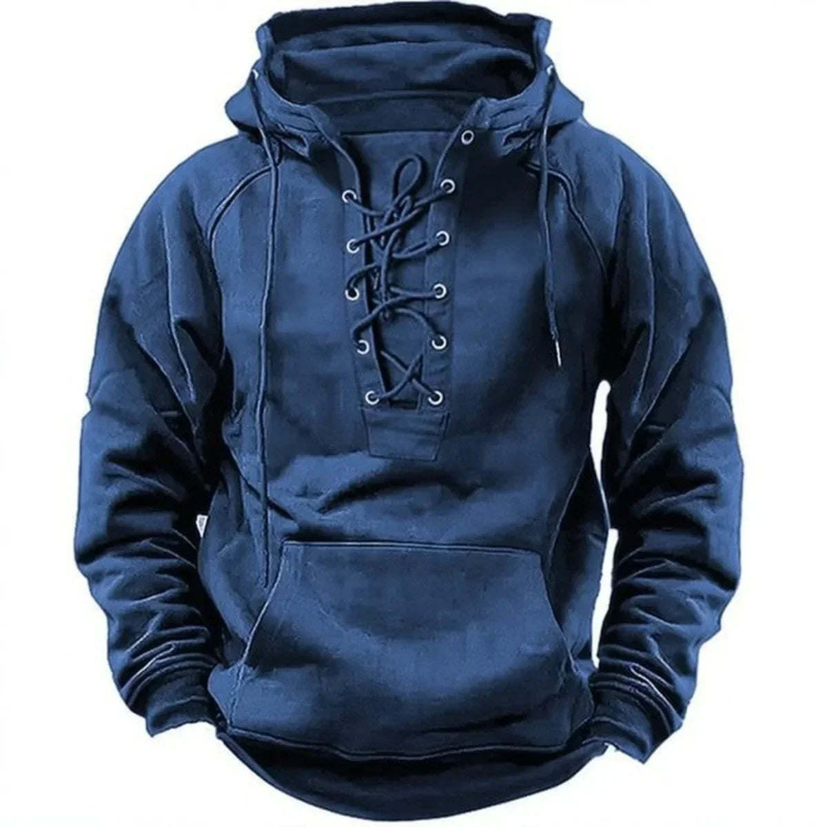 Sweat à capuche épais pour homme avec fermeture à lacets et coupe décontractée
