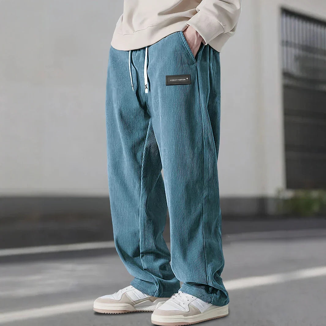 Pantalon en velours côtelé pour homme avec taille à cordon réglable