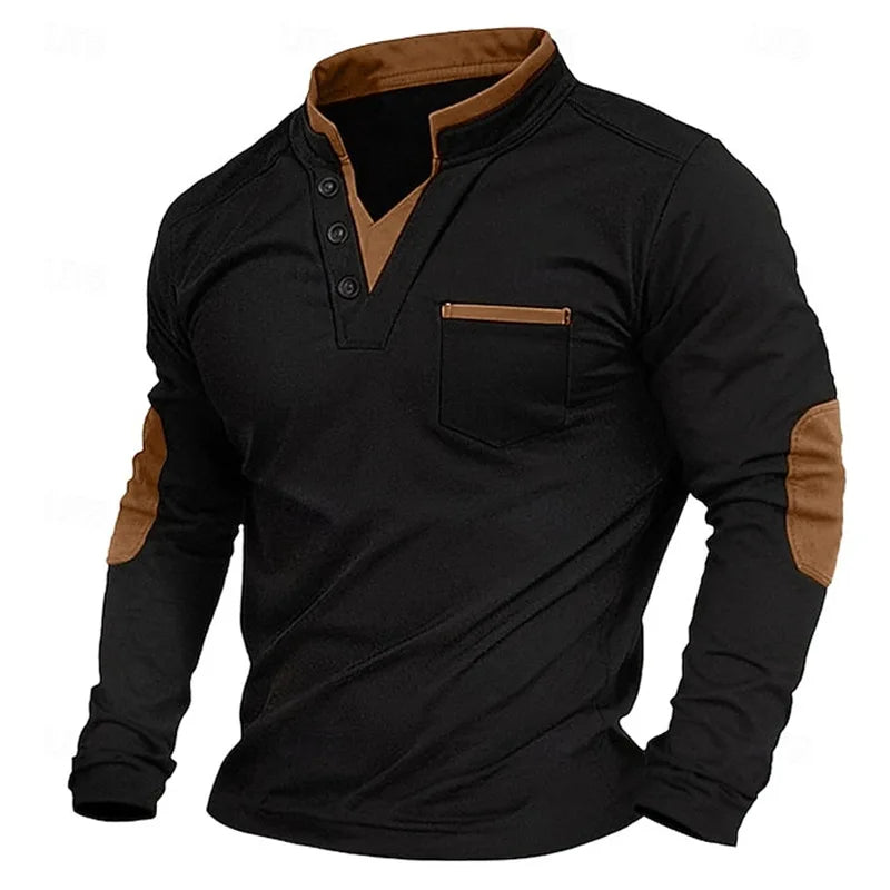 Pull col V en maille pour homme, coloris uni, style smart casual